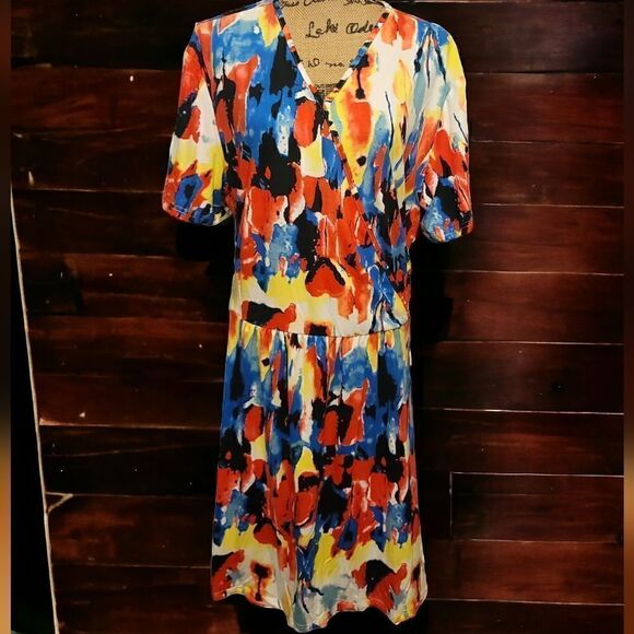 Womans Casual Coloful Tee Shirt Dress Size 24W NWT - Picture 3 of 7